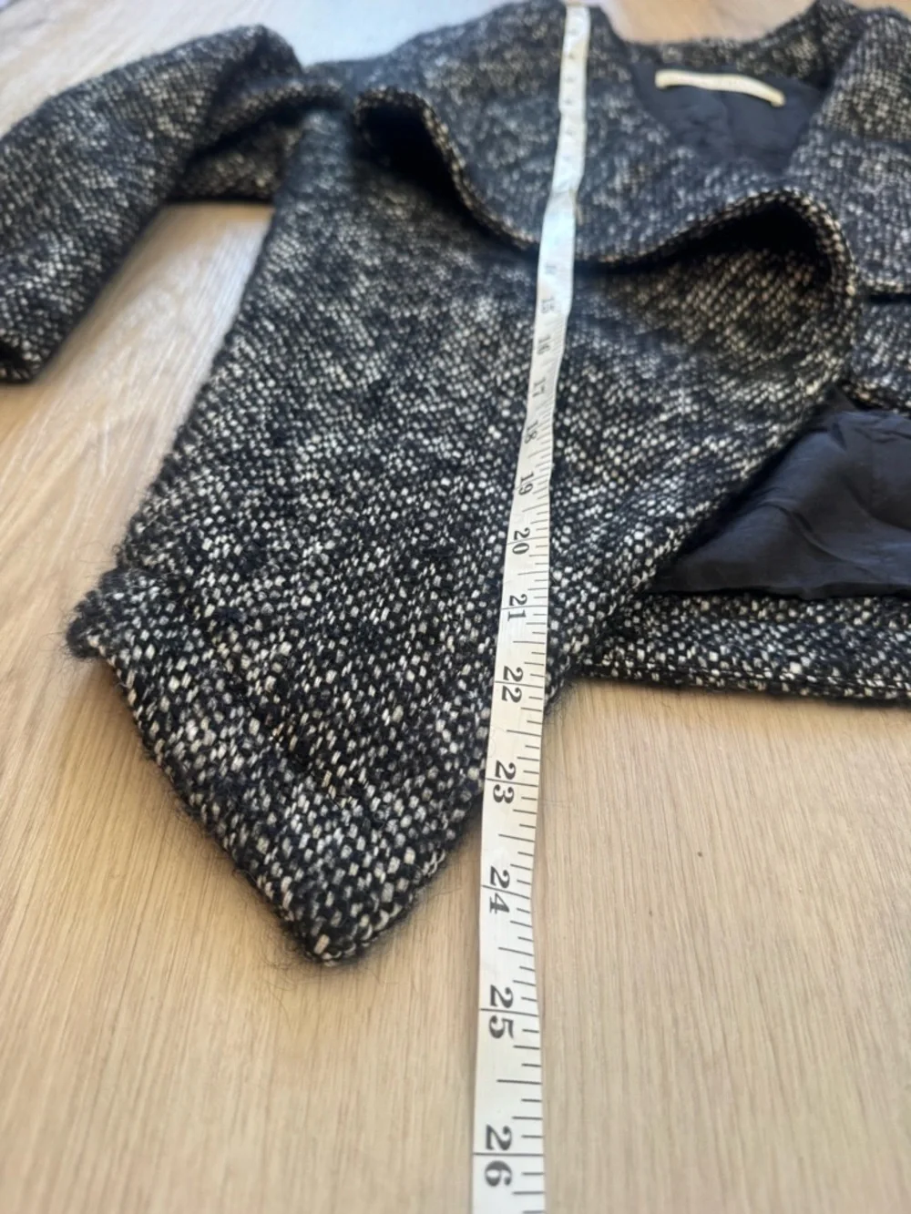 Ulla Johnson Black White Alpalca Tweed Boucle Open-Front Cropped Jacket Small